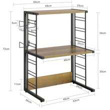 SoBuy KCR08-PF Soporte Microondas, Estante Microondas Ajustable de 2 Niveles, Estante para Horno de sobre Encimera de Cocina máxima 40 kg ES Soporte Cafetera Organizador Cafe Guarda Capsulas Dispensador Capsulas Organizador Capsulas Organizador de Cápsulas de Café Con Cajón de Bambú Porta Cápsulas Y Dispensador Compacto Muebles de Cocina Marrón estilo nórdico, estilo sencillo Metal 60x36x72 cm - Marrón - Ver 2