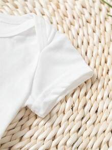 TWIN Print Funny Baby Romper Casual Comfortable Short Sleeve Newborn Clothes Cotton Fashion Triangle Jumpsuit - White - View 5