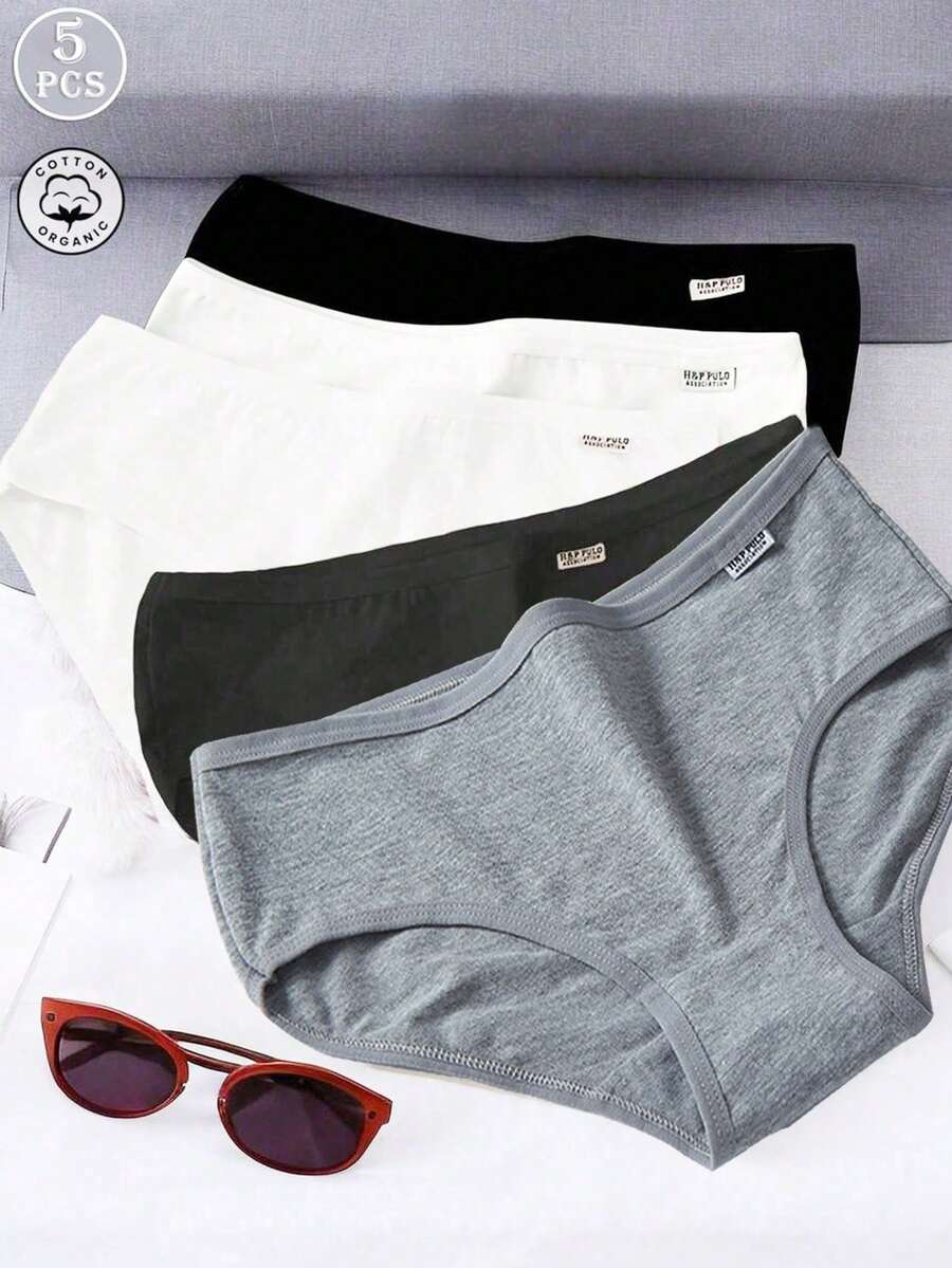 5pcs/Pack Women & Girls Cotton Breathable Mid-Waist Triangle Briefs - Multicolor - View 1