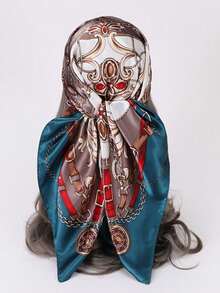 女士印花头巾，时尚户外头巾，适合春、夏、秋季，可用作头巾、领巾、衬里、服装配饰、方巾，用于包裹和装饰头部，也可用作发饰。 - 彩色 - 查看 8