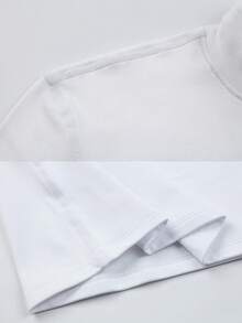 1 Set Women's White Turtleneck Thermal Underwear Set, Fashionable Design, Slim Fit, Warm & Comfortable, Elastic, Autumn/Winter Gift - White - View 5