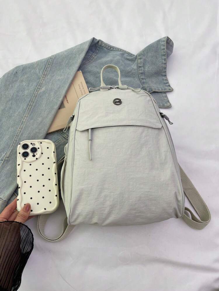 Fashionable Solid Color Women's Outdoor Backpack, Compact And Portable, Multi-Pocket Zipper Design, Suitable For Daily Use, Business Travel, Outdoor Activities, Can Accommodate Laptop - Multicolor - View 4