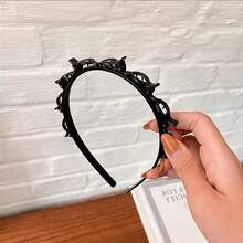 1 件女士黑色编织发夹、刘海发夹、空心防滑发箍、时尚发饰、发饰、发带、女士发带、秋季服装 - 黑色 - 查看 3