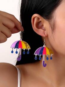 1Pair Cute Creative Acrylic Raindrop Umbrella Drop Earrings For Women Girl Accessories Jewelry