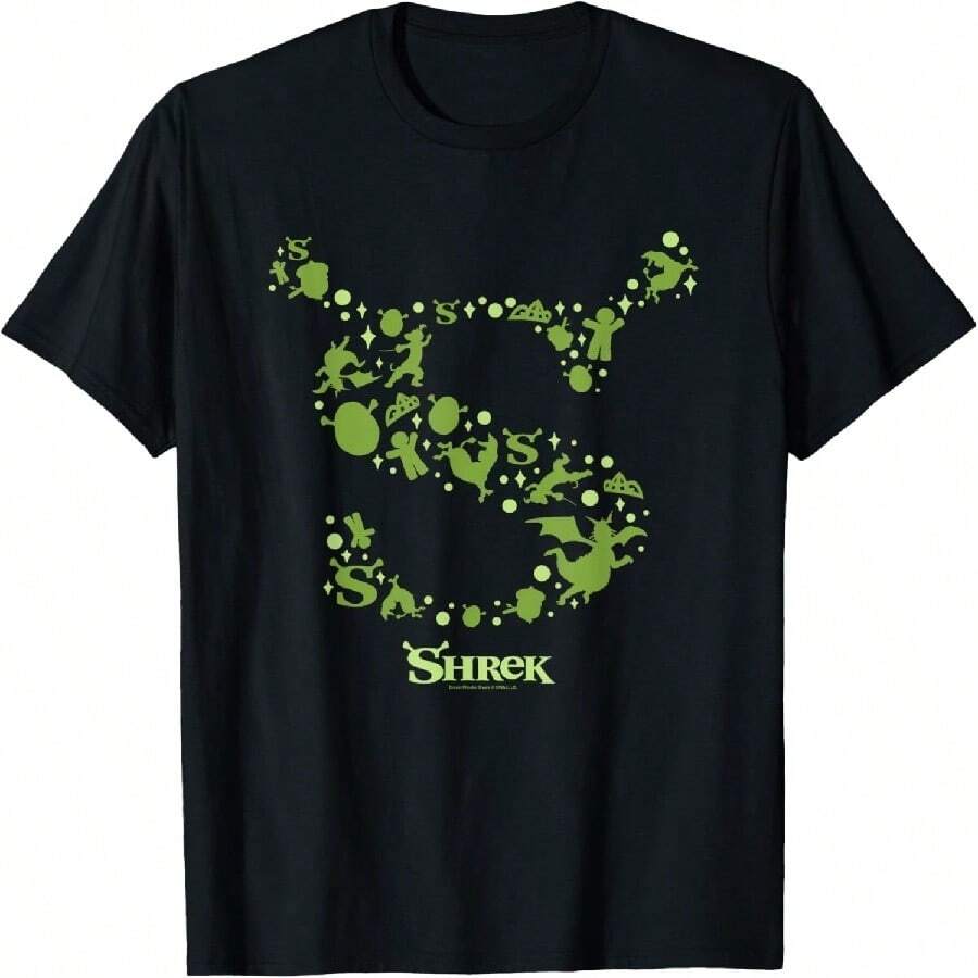 Shreks Character Silhouettes Iconic S Logo T-Shirt - 黑色 - 查看 1
