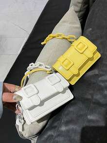 1pc Women's Mini Crossbody Bag With Chain Strap - PU Purse In White/Pink/Black, Compact Everyday & Formal Handbag For Women S, Chain Shoulder Bag For Casual Formal Outfits