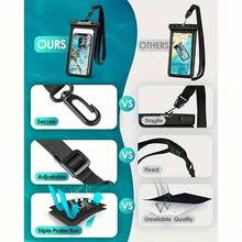 1 Piece/Large Floating Waterproof Phone Bag, Can Hold All Your Phones, Suitable For Surfing, Tubing Trips, Beaches, Boating, Fishing, Swimming, Kayaking, Snorkeling, Cruising, Water Parks And Other Vacation Travel Essential Accessories, Suitable For Couples - Black - View 6