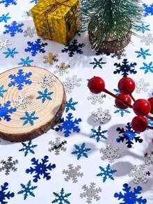 15/30/50g Decorazioni a coriandoli a forma di fiocchi di neve invernali, coriandoli glitterati bianchi e blu, paillettes a forma di neve per decorazioni da tavolo per feste a tema Frozen, Natale e inverno