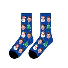 1 Pair Of Custom Face Socks, Custom Photo Socks, Custom Printed Socks, Print Any Face On Socks, Anniversary Gift, Halloween Gift, Christmas Gift, Gift For Friends, Whimsical Gift For Family, Women's Mid-Calf Socks, Men's Socks. - Multicolor - View 8