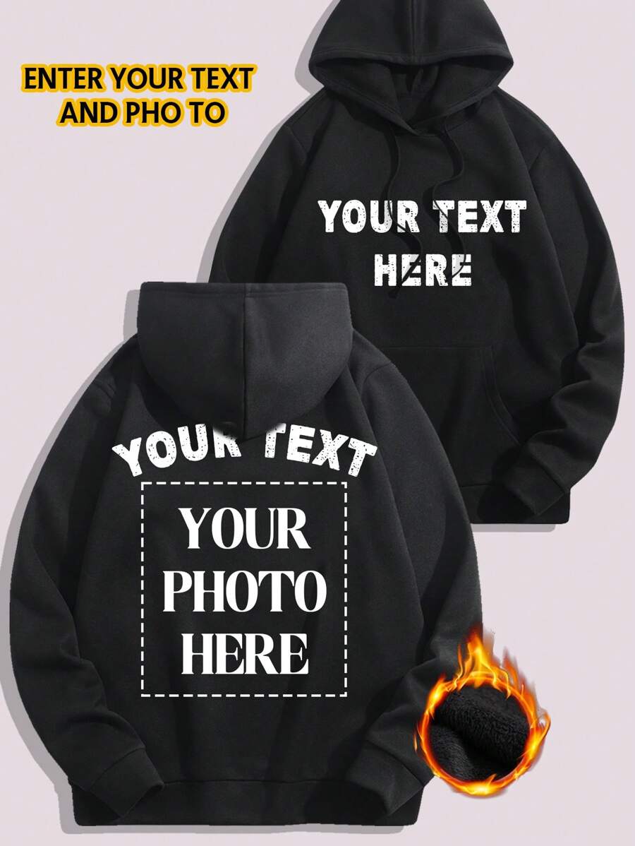 Customized Hooded Sweatshirt For Men, Autumn/Winter, Personalized With Your Photo, Text, Blessing, Holiday, Anniversary, Halloween, Christmas, Valentine's Day, Father's Day, Party, Birthday Gift, Back To School Outfit Ornamental, Dawg Stylish, Fashion, Hipster, Contracted, Easy Costume, Modest Fashion, Minimal Chic, Casual Custom, Unique, Personalized Ornamental,Dawg Stylish,Fashion,Hipster,Contracted,Easy Costume,Modest Fashion,Minimal Chic,Casual Custom,Unique,Personalized Ideal Gifts For Him Family,Boyfriend,Friends,Children,Customized Men Clothing