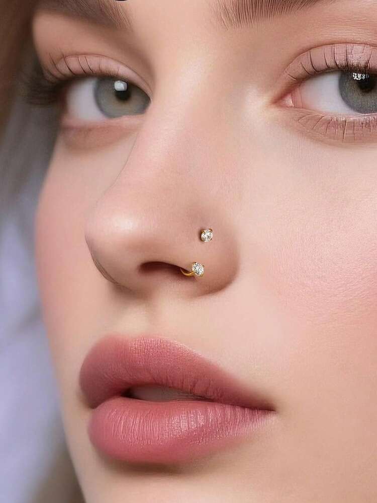 1 件不锈钢锆石马蹄形穿孔鼻耳肚脐环女式耳骨耳钉耳环耳甲穿孔饰品 - A - 查看 3