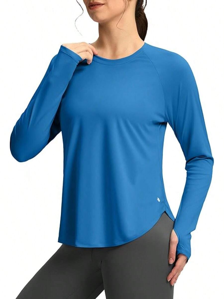 Womens Shirts UPF 50+ Lightweight Quick Dry Long Sleeve Workout Hiking Tops Outdoor - 皇家藍 - 查看 1