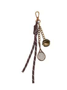 1 pezzo Ciondolo portachiavi vintage a forma di racchetta da tennis - Pendente vintage in bronzo con nappina, campanellino e catena, accessorio sportivo carino per donne e ragazze, decorazione per borse, zaini, regalo creativo per appassionati di tennis, uso quotidiano per scuola, ufficio, stile vintage e elegante, accessorio per borse di coppia, decorazione per adolescenti, donne, studenti universitari, rookie, Ognissanti, Natale