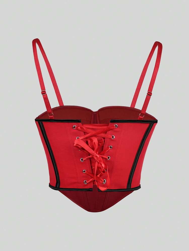 Apperloth A Top corset de estilo Y2K con diseño de esqueleto sexy para mujer, camisola bustier con espalda descubierta, anillos de metal y encaje, adecuado para disfraces de carnaval y atuendos de festivales de música - Multicolor - Añade 2