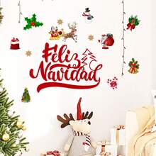 Naklejki ścienne z literami i elementami świątecznymi, dekoracje do domu na święta