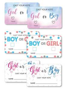 Party Game Gender Reveal Poster Card Shower Supplies Atmosphere Decoration Props For Boys Or Girls Anniversary Gift Pink Or Blue Party Decoration Happy Birthday Party Wedding Gift Bridal Shower Party Voting Card