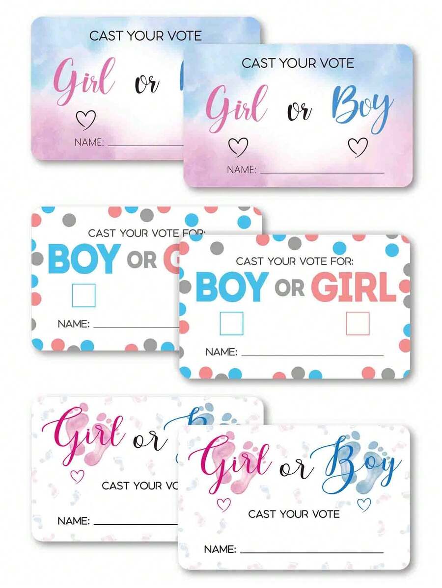 Party Game Gender Reveal Poster Card Shower Supplies Atmosphere Decoration Props For Boys Or Girls Anniversary Gift Pink Or Blue Party Decoration Happy Birthday Party Wedding Gift Bridal Shower Party Voting Card