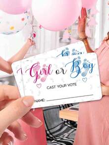 Party Game Gender Reveal Poster Card Shower Supplies Atmosphere Decoration Props For Boys Or Girls Anniversary Gift Pink Or Blue Party Decoration Happy Birthday Party Wedding Gift Bridal Shower Party Voting Card