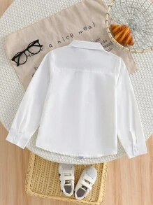 Camisa de polo casual y versátil para niño preadolescente, otoño - Blanco - Ver 2