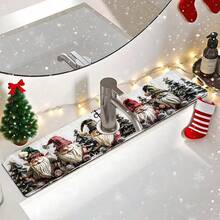 1 buc/90 buc Crăciun: Moș Crăciun și pomi de Crăciun imprimați robinet, covoraș de uscare absorbant de apă, covoraș retro pentru cafea, absorbant de apă cu uscare rapidă, covoraș de uscare absorbant de apă pentru toaletă și bucătărie pe bază de cauciuc, potrivit pentru robinete utilizate în birouri, ferme comerciale și case, decorațiuni decorative pentru bucătărie în magazine