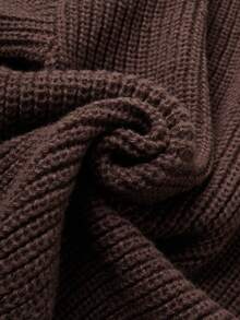 Suéter holgado y casual unisex, de punto elástico suave con cuello redondo y manga larga, con diseño de detalle acanalado, cómodo para todas las estaciones, estilo callejero europeo y asiático, adecuado tanto para hombres como para mujeres, prenda de punto de calidad, otoño - Café integral - Ver 7