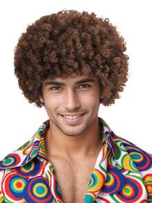 Tóc giả xoăn Afro Kinky ngắn 8 inch dành cho nam, tóc giả xoăn tổng hợp chịu nhiệt cao, kiểu dáng tự nhiên thời trang, mềm mại và thoải mái, phù hợp với mọi nam giới, phù hợp cho Halloween, lễ hội âm nhạc và các lễ hội cosplay khác - Nhiều màu - Xem 7