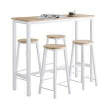 SoBuy OGT22-WN, Bar Set-1 Bar Table And 4 Stools, Home Kitchen Breakfast Bar Set Furniture Dining Set - White+Khaki - View 4