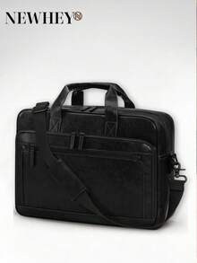 NEWHEY Men Laptop Bag 16 Inch Leather Briefcase Vintage Messenger Bag For Men Large Crossbody Shoulder Office Computer Bag Retro College Satchel Bag For Work, Business, Travel Summer Summer Bag Spring Break Vacation Bags Gift Bag Pack Vintage Bags Laptop Bags Purse Organizer
