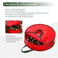 1pc/2pcs/3pcs Christmas Storage Bag, Christmas Ribbon Storage Container, Thick Christmas Tree Ball Rattan Storage Bag, Christmas Decor Plush Ribbon Christmas Storage Round Bag - Multicolor - View 5