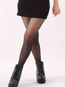 1条超薄连裤袜，透气贴身，适合搭配连裤袜，适合春、夏、秋、冬四季穿着，女士过膝长筒袜，舒适保暖 - 黑色 - 查看 5