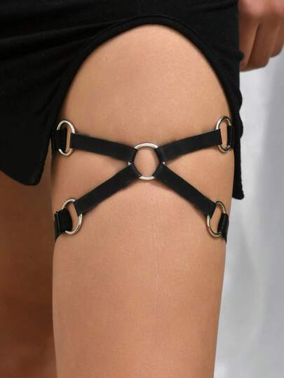 1 Peça Anel de Perna Feminino, Arreio Sexy de Coxa, Punk O-Ring, Acessório de Perna Decorativo Ajustável, Gótico, Harajuku, Fantasia de Halloween, Rave