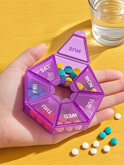 1pc Mini 7-Day Portable Medicine Jewelry Box, Lightweight And Durable Case For Travel And Home Storage