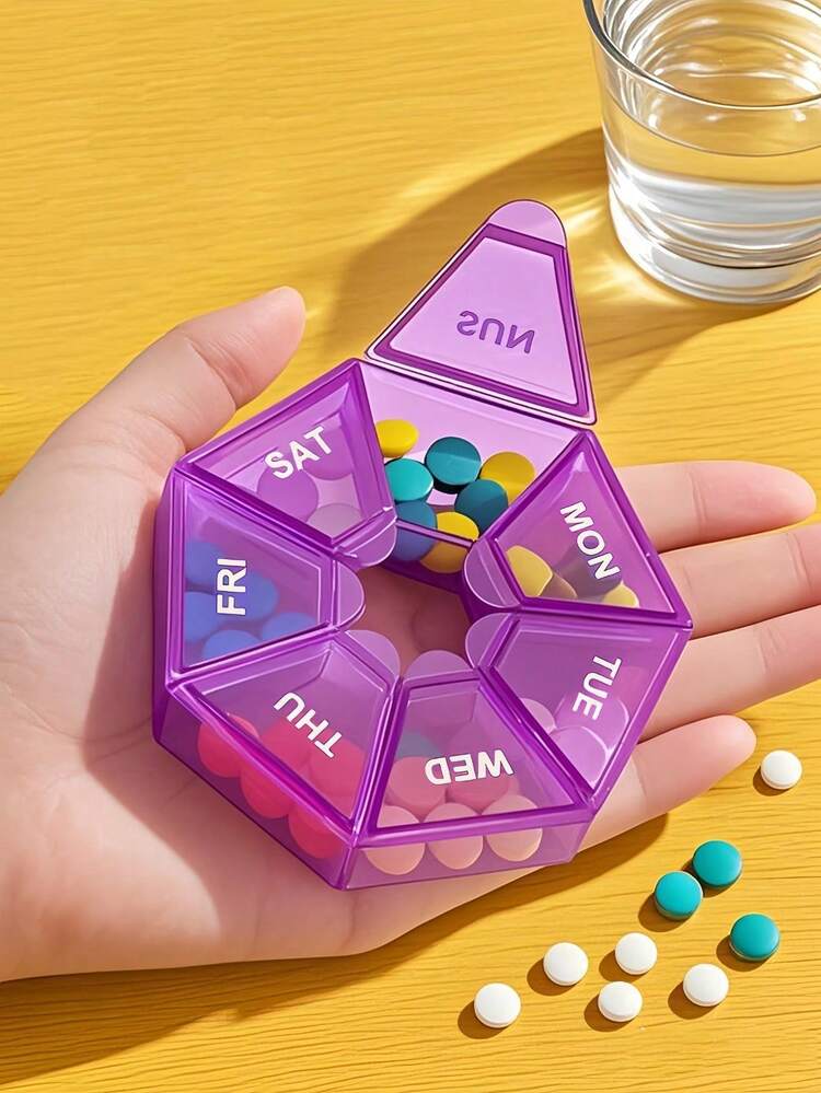 1pc Mini 7-Day Portable Medicine Jewelry Box, Lightweight And Durable Case For Travel And Home Storage - Multicolor - View 11