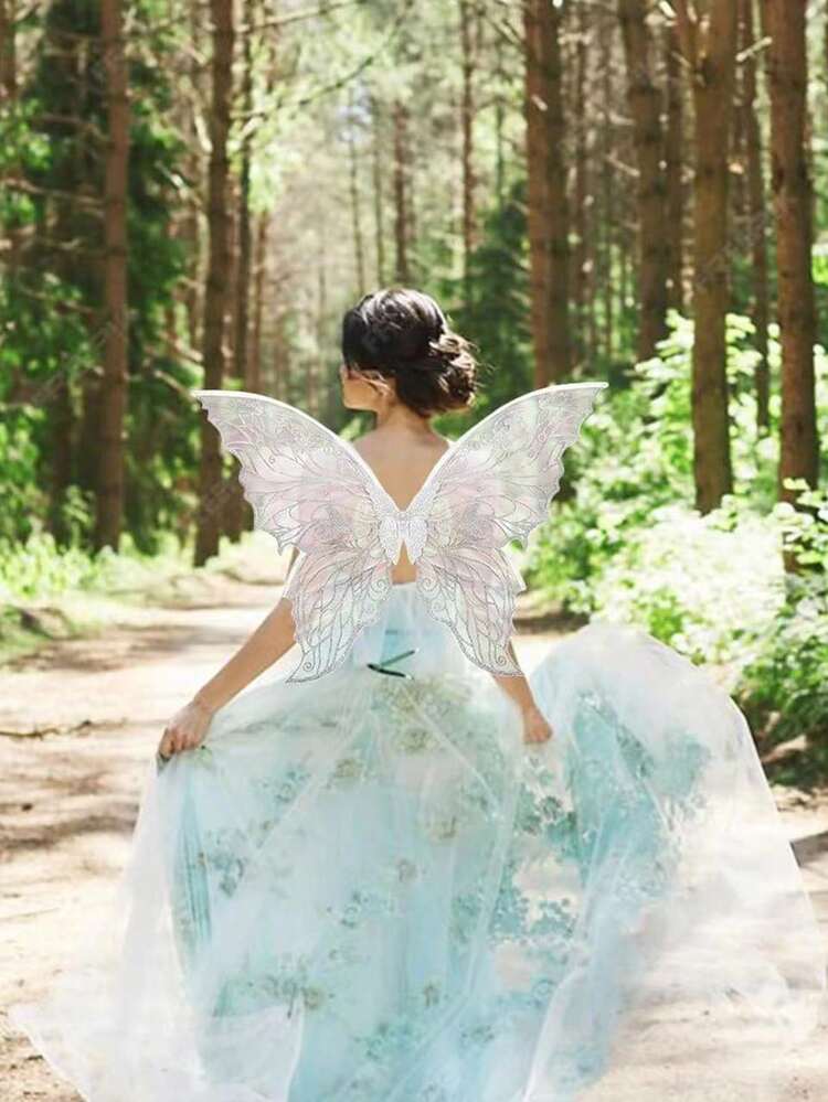 仙女翅膀成人女式万圣节仙女服装配饰蝴蝶瓢虫蜜蜂角色扮演仙女服装天使翅膀 - 彩色 - 查看 13
