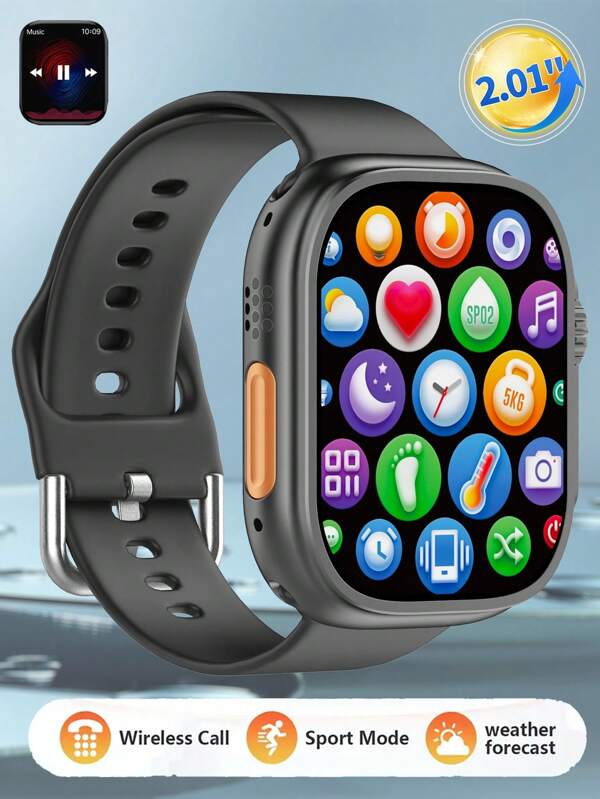 1pc Comfortable Breathable Pink Silicone Strap Smart Watch With 1.83" HD Touchscreen Display, Multi-Functional For Students, With Sport Modes, Information Reminder, Heart Rate Monitoring, Music Control, Suitable For Casual & Sports