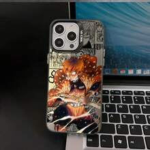 Funda de teléfono Cool Anime D-Demon Slayers compatible con 16 15 14 13 12 11 Pro X XR XSMAX 8 Plus, cubierta trasera mate anti-caída - Negro - Ver 4