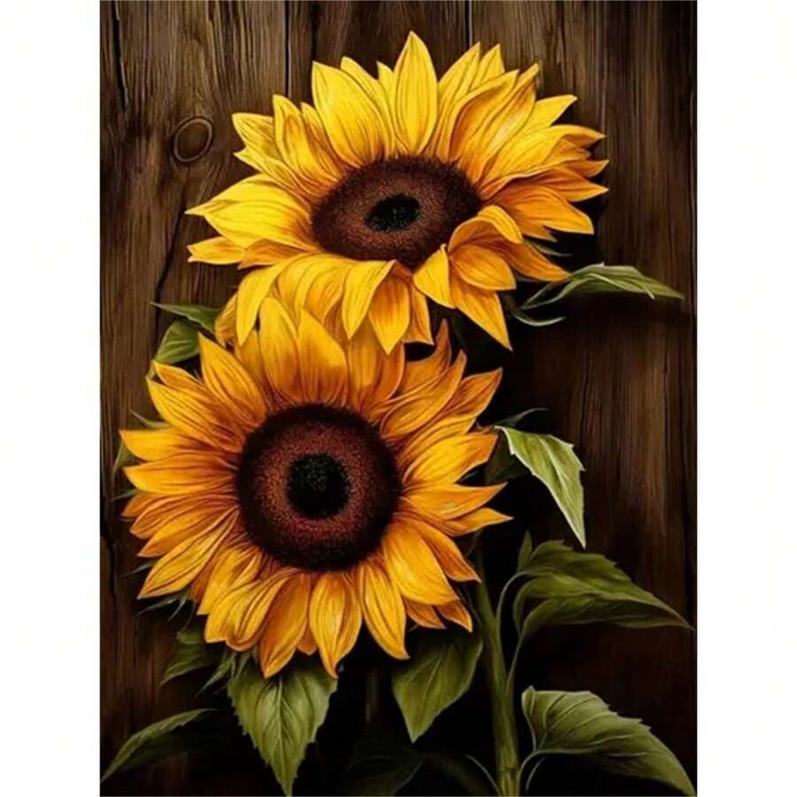 5D Two Sunflowers Art, Full Diamond Canvas, Diamond Art Painting Collage Handicraft, Handmade Gift, Suitable For Home, Office Wall Art, Diamond Pattern Can Help You Add Interest To The Decoration - Nhiều màu - Xem 1