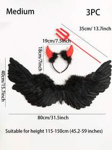 3 件恶魔天使翅膀角色扮演配件 - 翅膀，适用于派对、婚礼、表演和节日装饰 - 多功能且价格实惠的派对用品，独特可爱的美学新奇 - 理想的礼物，圣诞装饰物品照片道具，翅膀恶魔和天使的表演，天使角色扮演服装，成人恶魔角头饰，恶魔叉，恶魔翅膀，仙女翅膀道具 - 彩色 - 查看 13