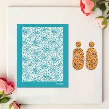 Plantilla de serigrafía de arcilla polimérica con patrón asimétrico, serigrafía de arcilla, utilizada para decorar pendientes de arcilla y otras joyas de arcilla