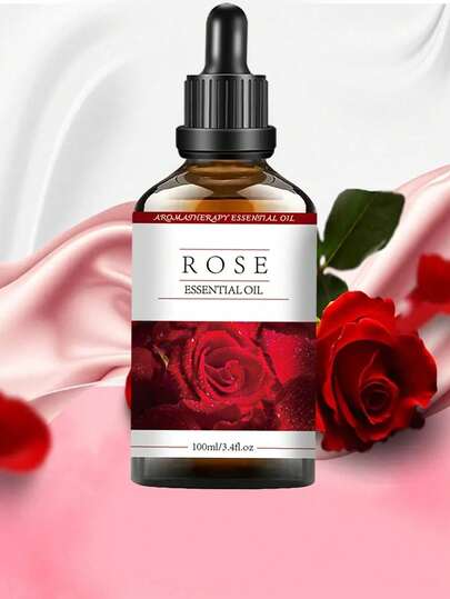 1 pezzo Bottiglia grande da 100ml di olio essenziale di rosa con contagocce, adatto per tutti gli scenari. L'olio essenziale per aromaterapia è adatto per umidificatori e candele fai-da-te per aromaterapia, regalo di Natale e Capodanno per la decorazione della casa