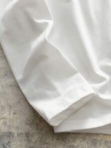AXEPEAK Men's Solid Color Round Neck White Long Sleeve Casual Loose Versatile T-Shirt - White - View 4