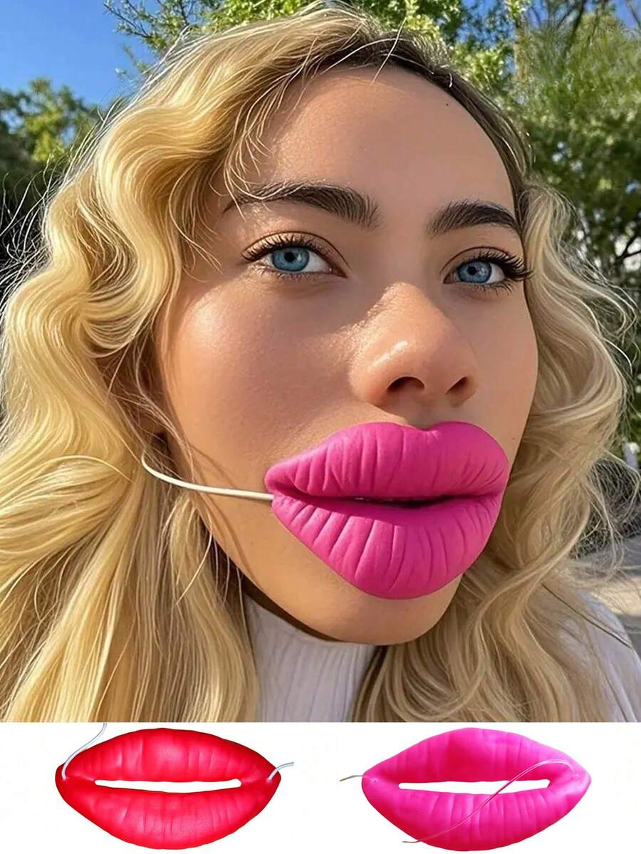 趣味粉色嘴唇道具，性感香肠嘴，成人派对恶搞礼物，创意惊喜礼物，适合送给朋友和家人，可用于派对、生日、圣诞节、万圣节角色扮演