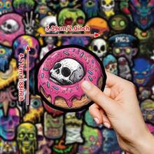 50Pcs Ghost Face Skull Stickers Waterproof PVC Cartoon Decorative Luggage Skateboaro Insulation Cup Phone Tablet Gift Sticker Back To School - Multicolor - View 3