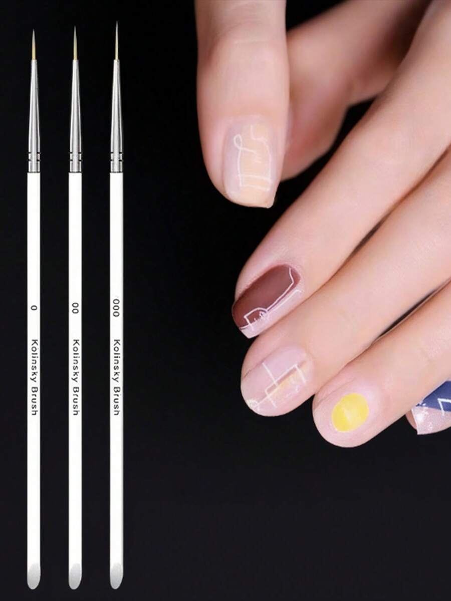 Juego de 3 piezas de bolígrafos para pintura de arte de uñas, varillas de cristal transparentes, bolígrafos de dibujo de alambre, bolígrafos de gancho de flores, bolígrafos de pintura, productos para uñas, herramientas para uñas, accesorios para uñas