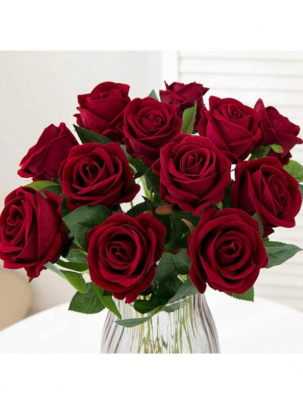 Ramos de rosas artificiales de otoño (1/5/8 tallos por paquete), adecuados para decoraciones de boda, Día de San Valentín, ramos de novia, corsajes de muñeca, decoración del hogar, comedores, dormitorios, jarrones, suministros para fiestas de cumpleaños, decoración de pasteles, regalos de Año Nuevo y accesorios fotográficos.