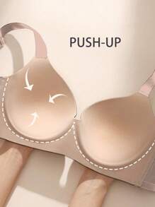 3件套黑色、肤色、灰色无钢圈女士文胸，无缝聚拢舒适透气纯色性感可调节肩带优雅文胸 - 彩色 - 查看 7