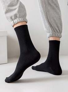 1/5 双男女通用中筒运动袜黑白灰跑步徒步运动袜缓冲健身袜男女秋季袜子