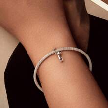 WOSTU WOSTU 1 buc 925 Sterling Silver Cat Beads Cat Black Cat Drăguț Kitty Animals Pendant Pink Heart Shape CZ Charms Pentru Brățară DIY Colier Fine Jewelry Accessories