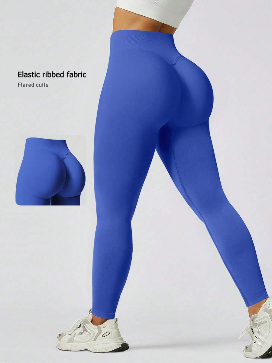 NcmRyu 1pc Women's Seamless High Waist Shaping Butt Lifting Yoga Pants Spring - 寶藍色 - 查看 1