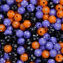 100/200/500pcs Halloween Acrylic Transparent Corner Spaced Beads Rondelle Faceted Beads & Shiny Rhinestone Round Spacer Beads & Crack Beads & Asymmetrical Wheel Bead Faceted Loose Spacer Beads For Jewelry Making Bracelet Necklace Fashion Earrings DIY Mobile Phone Chain, Flower Bouquet, Handbags, Halloween Party Gift Crafts Supplies